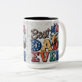 Tasse 2 Couleurs Meilleur Papa de Tous les Temps Design Aigle Améri (Devant droit)