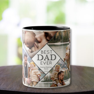 Tasse 2 Couleurs Meilleur papa Ever 4 Collage Photo Ajouter Enfants