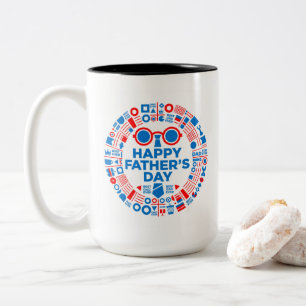 Tasse 2 Couleurs Meilleur Papa Ever Graphique Bleu Rouge Cadeau pou