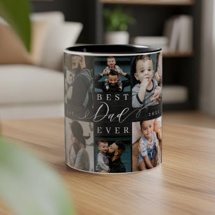 Tasse 2 Couleurs Meilleur papa Jamais Cadeau Black Woodgrain Photo 