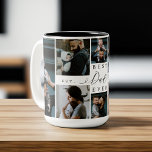 Tasse 2 Couleurs Meilleur papa jamais | Fête des pères 8 Collage ph<br><div class="desc">Envoyez un beau cadeau de fête des pères personnalisé à votre père qu'il chérira. Collage photo de famille de fêtes des pères personnalisées spéciales pour afficher vos photos et souvenirs de famille spéciaux. Notre design comprend un design simple de 6 collages photo avec "Best Dad Ever" conçu dans un style...</div>