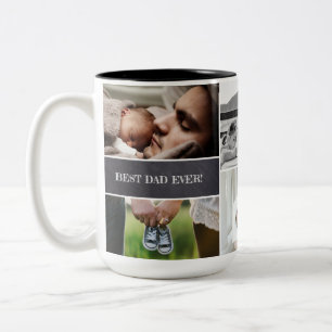 Tasse 2 Couleurs Meilleur papa Jamais Photo Collage Personnalisé Pa