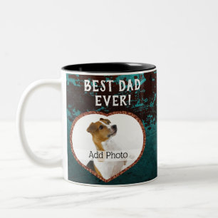 Tasse 2 Couleurs Meilleur papa Jamais photo du coeur Rusty Turquois