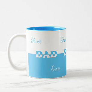 Tasse 2 Couleurs Meilleur Papa Moderne sur Turquoise Bleu & Blanc