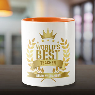 Tasse 2 Couleurs Meilleur Professeur du Monde Fun Gold