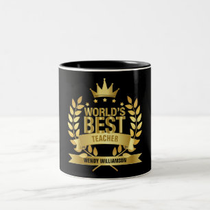 Tasse 2 Couleurs Meilleur Professeur du Monde Fun Gold Black