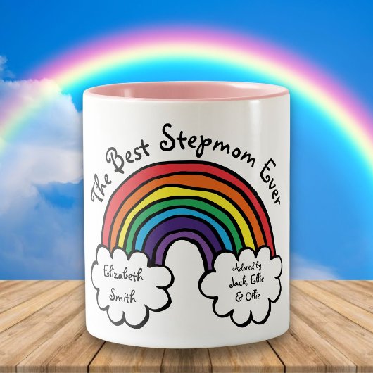 Tasse 2 Couleurs Meilleur Stepmaman, Stepmère Ever Rainbow Fun