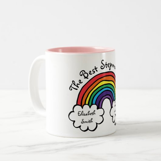 Tasse 2 Couleurs Meilleur Stepmaman, Stepmère Ever Rainbow Fun (Devant gauche)