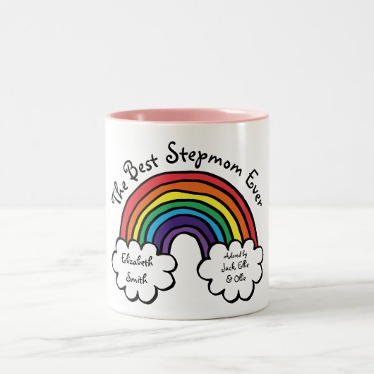 Tasse 2 Couleurs Meilleur Stepmaman, Stepmère Ever Rainbow Fun (Centre)
