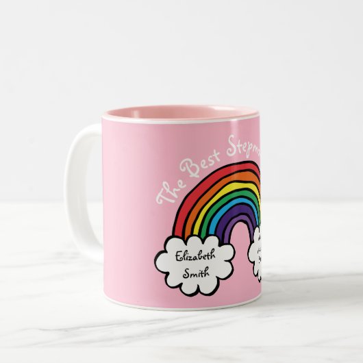 Tasse 2 Couleurs Meilleur Stepmere, Stepmère Jamais Rainbow Pink (Devant gauche)