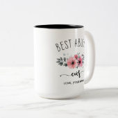 Tasse 2 Couleurs Meilleure Abuela Jamais - (VOTRE NOM) Bouquet Rose (Devant droit)