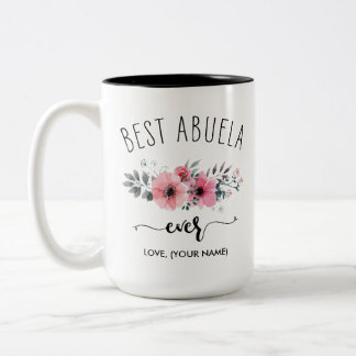Tasse 2 Couleurs Meilleure Abuela Jamais - (VOTRE NOM) Bouquet Rose