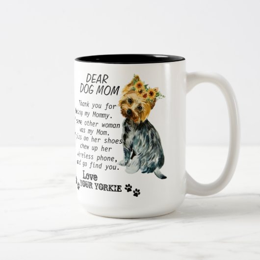 Tasse 2 Couleurs Meilleure citation de Yorkie Mom (Droit)