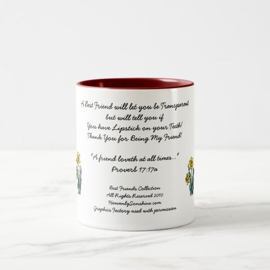 Tasse 2 Couleurs Meilleure collection d'amis transparente (Centre)