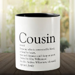 Tasse 2 Couleurs Meilleure définition de cousine au monde<br><div class="desc">Personnalisez votre cousin spécial pour créer un cadeau unique. Une façon parfaite de leur montrer à quel point ils sont extraordinaires chaque jour. Conçu par Thisisnotme©</div>