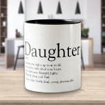 Tasse 2 Couleurs Meilleure définition de fille au monde moderne amu<br><div class="desc">Personnalisez votre fille spéciale ou hija (grande ou petite) pour créer un cadeau unique. Une façon parfaite de lui montrer à quel point elle est extraordinaire chaque jour. Conçu par Thisisnotme©</div>