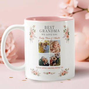 Tasse 2 Couleurs Meilleure grand-mère Collage photo Floral
