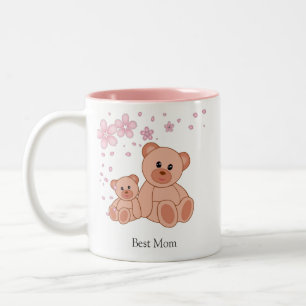 Tasse 2 Couleurs Meilleure maman avec de mignons ours avec des fleu