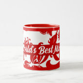 Tasse 2 Couleurs Meilleure maman Damas rouge et blanche du monde (Centre)