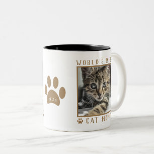 Tasse 2 Couleurs Meilleure Maman de Chat au Monde Empreinte de Patt