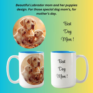 Tasse 2 Couleurs Meilleure maman de chien Labrador et chiots