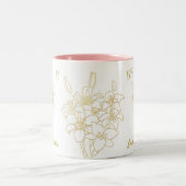 Tasse 2 Couleurs Meilleure maman Elegant Gold Floral (Centre)
