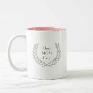 Tasse 2 Couleurs Meilleure Maman et Couronne de Laurier Argentée