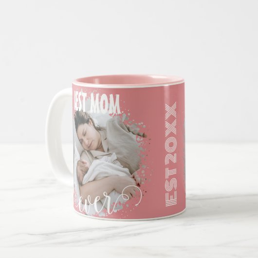 Tasse 2 Couleurs Meilleure maman Ever est 20xx Photo (Devant gauche)