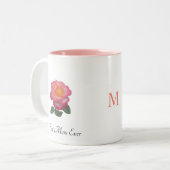 Tasse 2 Couleurs Meilleure maman Fleur et Monogramme Rose jamais (Devant gauche)