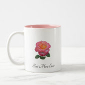 Tasse 2 Couleurs Meilleure maman Fleur et Monogramme Rose jamais (Gauche)