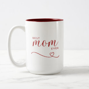 Tasse 2 Couleurs Meilleure maman jamais coeur rouge élégant