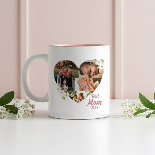 Tasse 2 Couleurs Meilleure Maman Jamais Élégant Floral Heart Photo