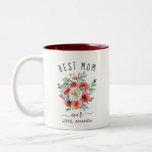 Tasse 2 Couleurs Meilleure maman jamais - Floral Burgundy Boho