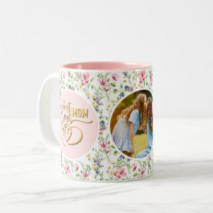 Tasse 2 Couleurs Meilleure maman Jamais Floral Photo Fête des Mères