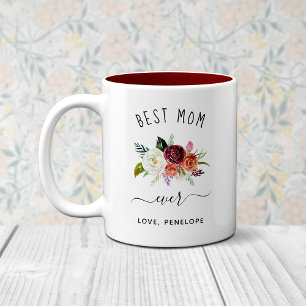 Tasse 2 Couleurs Meilleure maman jamais   Floral tendance Boho Bour