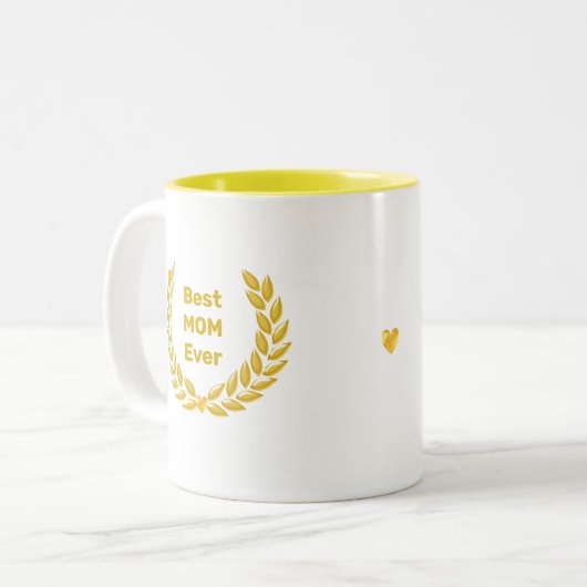 Tasse 2 Couleurs Meilleure maman jamais & Golden Laurel Wreath (Devant gauche)