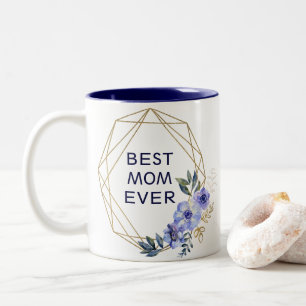 Tasse 2 Couleurs Meilleure Maman Jamais jolie Cadre Or Photo Floral