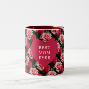 Tasse 2 Couleurs Meilleure maman Jamais rose Rouge Motif Floral Coe
