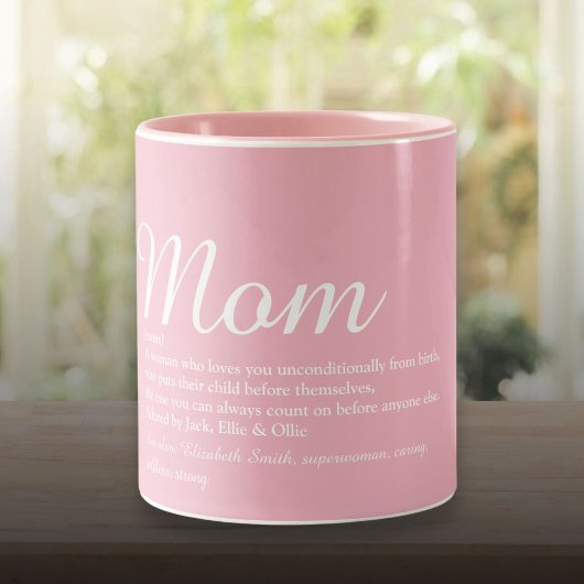 Tasse 2 Couleurs Meilleure Maman Mère Définition Script Rose