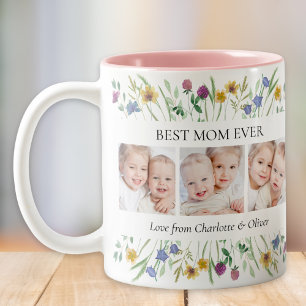Tasse 2 Couleurs Meilleure Maman Photo de Fleur Sauvage