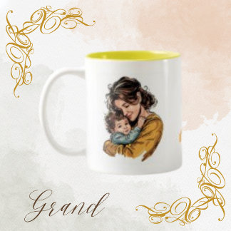 Tasse 2 Couleurs Meilleure photo personnalisée, mère et enfant Vint