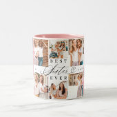 Tasse 2 Couleurs Meilleure Soeur Soeur Soeur Script Bow Photo Colla (Centre)