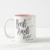 Tasse 2 Couleurs Meilleure tante jamais | Style de script personnal (Gauche)