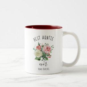 Tasse 2 Couleurs Meilleure Tante Toujours Aquarelle Florale Personn