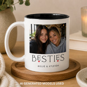 Tasse 2 Couleurs Meilleures Amies Meilleure Copine Cœur Typographie