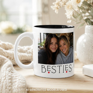 Tasse 2 Couleurs Meilleures Amies Meilleure Copine Cœur Typographie