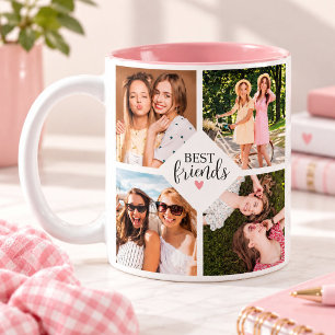 Tasse 2 Couleurs Meilleures amies modernes Collage de photos avec t