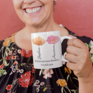 Tasse 2 Couleurs Meilleurs amis Coworker Adieu Fleur Bestie