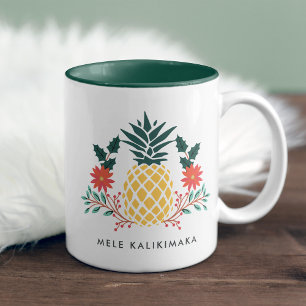 Tasse 2 Couleurs Mele Kalikimaka   Ananas de Noël hawaïen