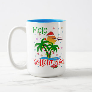 Tasse 2 Couleurs Mele Kalikimaka Hawaiian Joyeux Noël Aloha